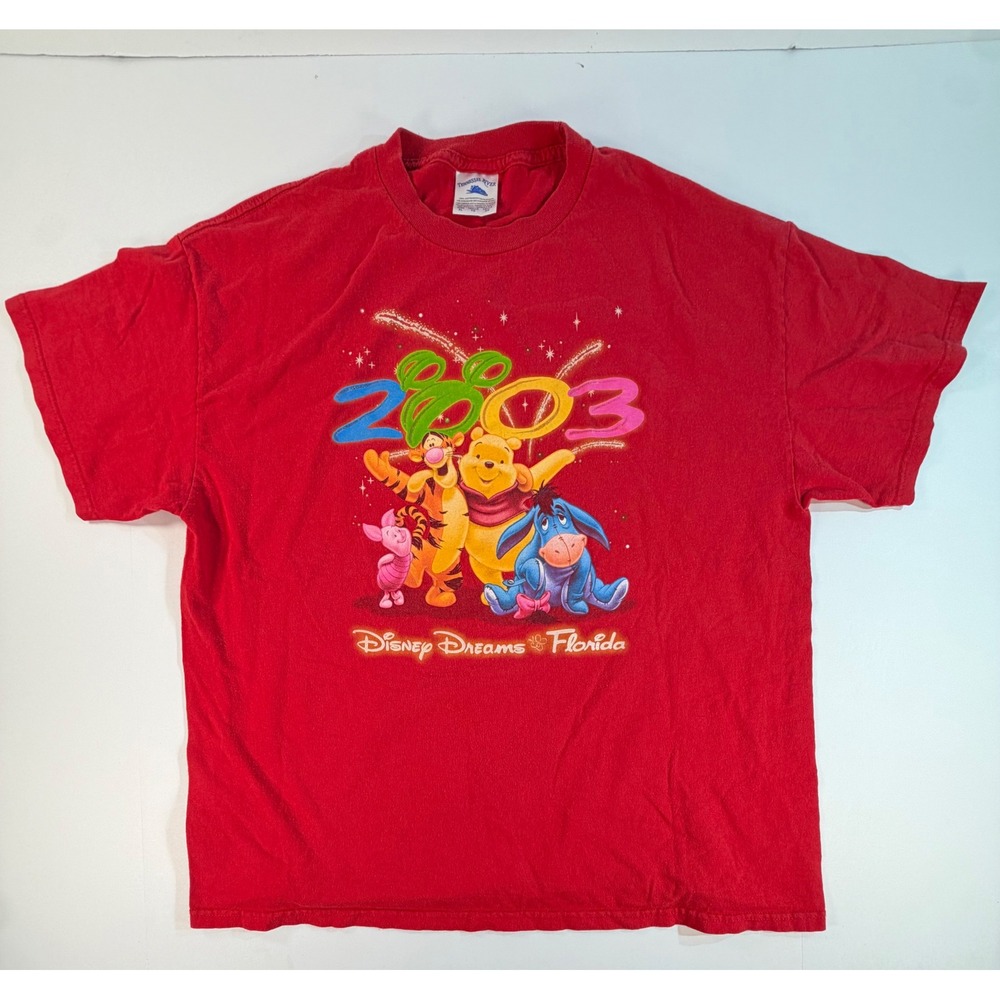 Vintage 2003 Disney Dreams Florida Winnie The Pooh Red T-Shirt Mens XL Tennessee